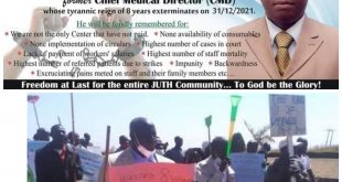Staff of Jos University Teaching Hospital take to the streets to celebrate exit of “heartless, stoned cold tyrant” CMD (videos)